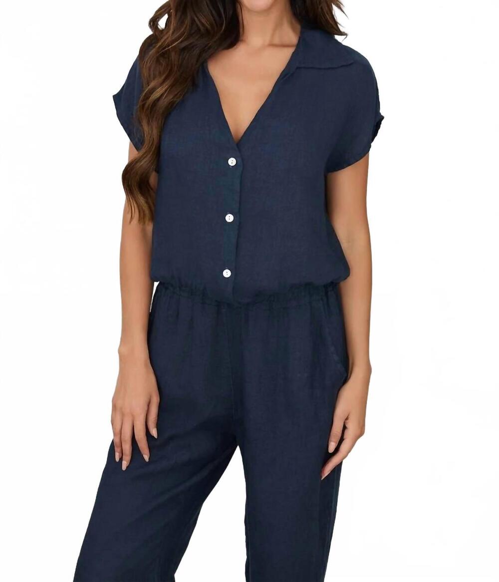 NEW MILIO MILANO linen button down in navy